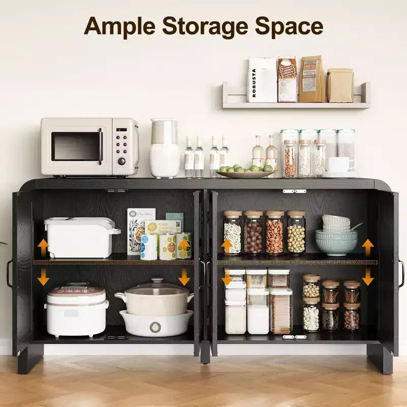 Meuble buffet avec portes en rotin, grand placard de rangement avec étagères pour salle à manger, salon, organisateur de rangement d'entrée