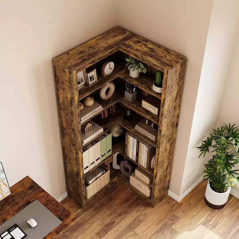 Étagère d'angle en L de 71,8 po avec kit anti-basculement, meuble de rangement haut pour salon et bureau à domicile