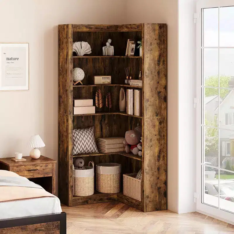 Étagère d'angle en L de 71,8 po avec kit anti-basculement, meuble de rangement haut pour salon et bureau à domicile