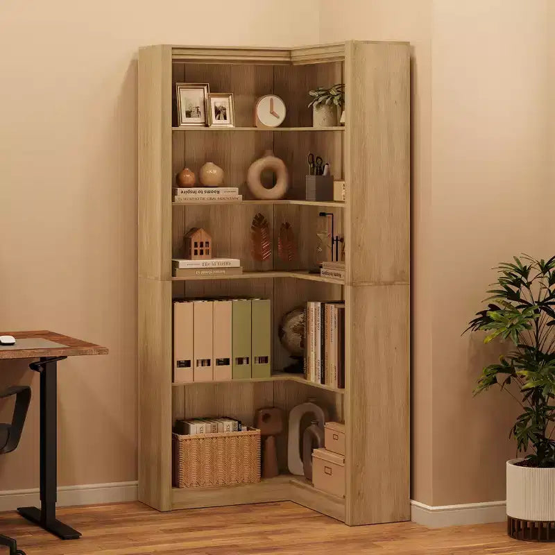 Étagère d'angle en L de 71,8 po avec kit anti-basculement, meuble de rangement haut pour salon et bureau à domicile