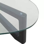 Table Basse Collection avec Plateau en Verre Triangulaire et Base en Frêne Brillant pour la Maison, le Salon, le Bureau