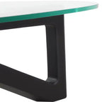 Table Basse Collection avec Plateau en Verre Triangulaire et Base en Frêne Brillant pour la Maison, le Salon, le Bureau