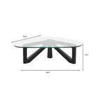 Table Basse Collection avec Plateau en Verre Triangulaire et Base en Frêne Brillant pour la Maison, le Salon, le Bureau