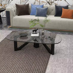 Table Basse Collection avec Plateau en Verre Triangulaire et Base en Frêne Brillant pour la Maison, le Salon, le Bureau