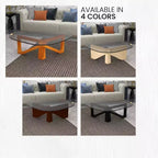 Table Basse Collection avec Plateau en Verre Triangulaire et Base en Frêne Brillant pour la Maison, le Salon, le Bureau