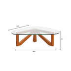 Table Basse Collection avec Plateau en Verre Triangulaire et Base en Frêne Brillant pour la Maison, le Salon, le Bureau