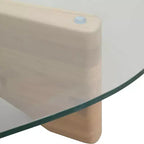 Table Basse Collection avec Plateau en Verre Triangulaire et Base en Frêne Brillant pour la Maison, le Salon, le Bureau