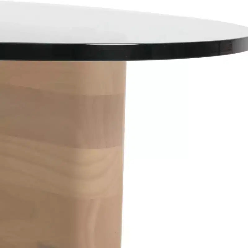 Table Basse Collection avec Plateau en Verre Triangulaire et Base en Frêne Brillant pour la Maison, le Salon, le Bureau