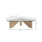 Table Basse Collection avec Plateau en Verre Triangulaire et Base en Frêne Brillant pour la Maison, le Salon, le Bureau